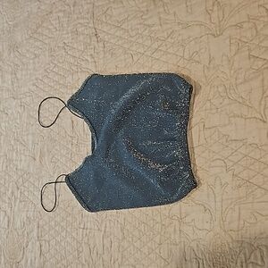 Free People Skinny Strap Seamless Brami (Sparkly Gold/Blue),NWOT, XS/S